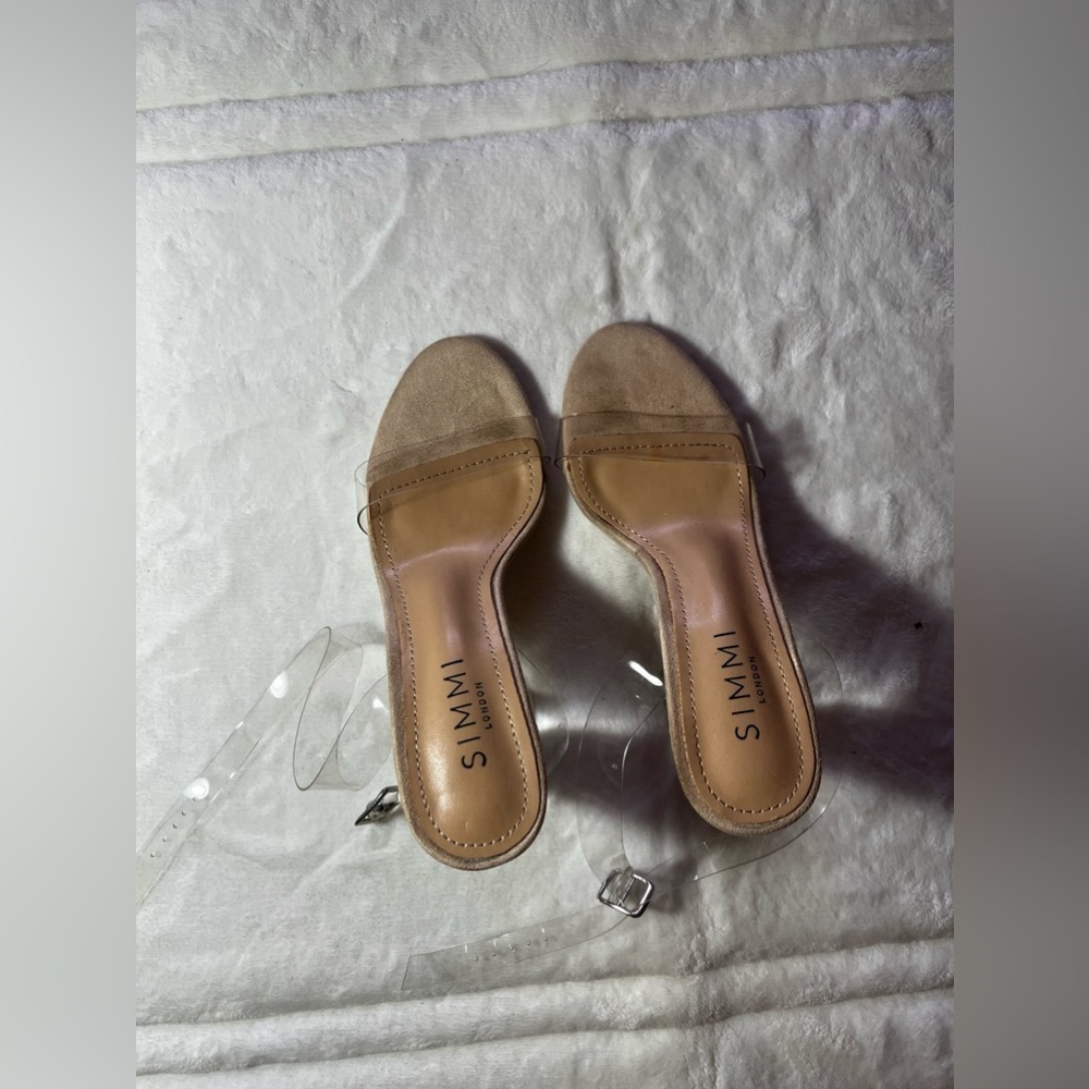 simmi London heels clear heel  snake Vera! Size 5 color nude suede clear - Picture 4 of 14